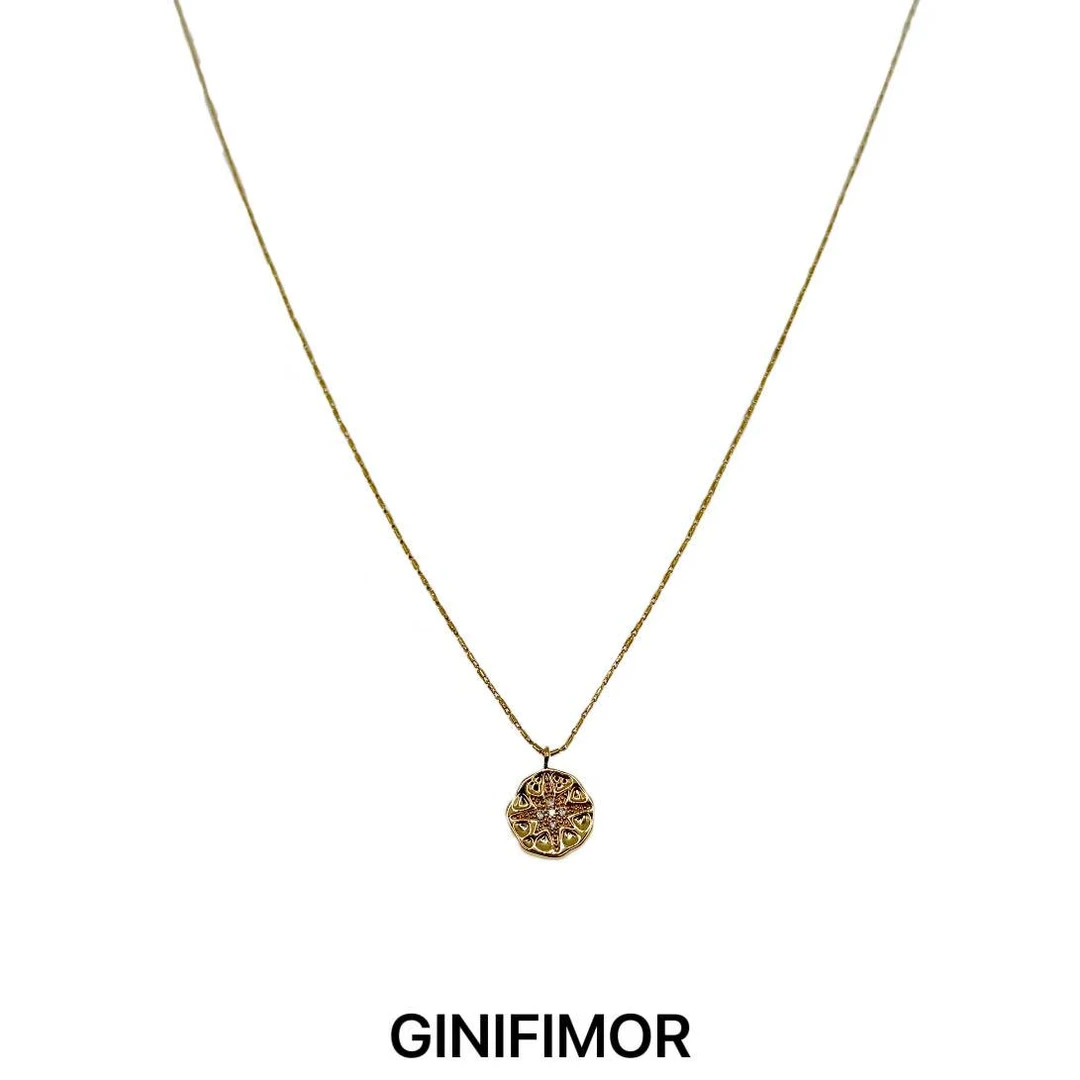 GINIFIMOR 铜合金项链 a736 复古金币六芒星项链女百搭气质锁骨链