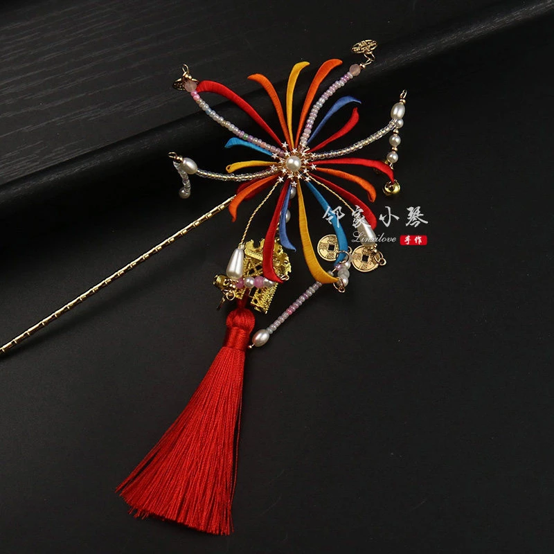 2026财神碎金响缠花材料包花郎手作原创授权款古风汉服发饰品