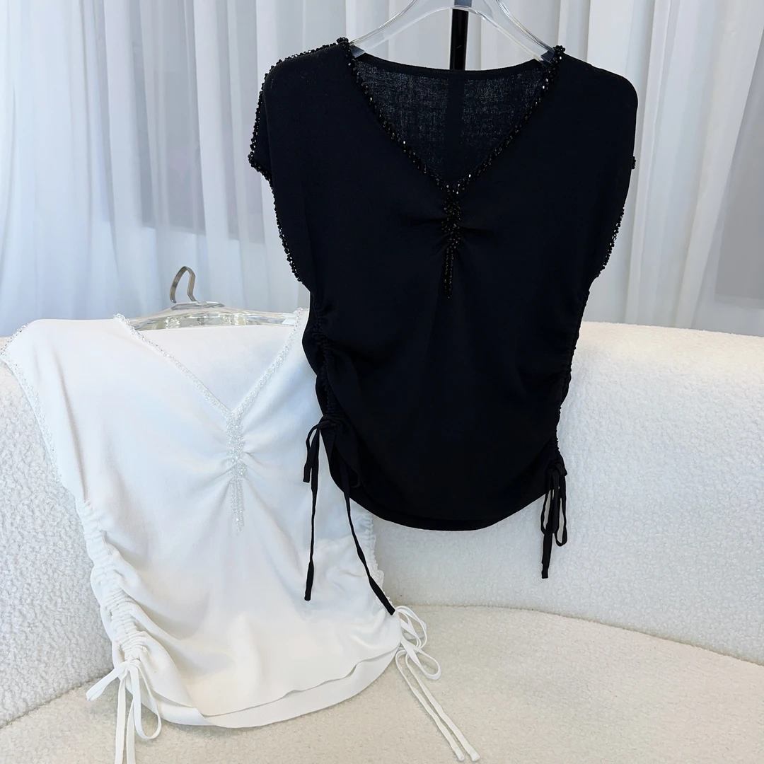 【棱光折纸】法式V领休闲风女常规袖针织衫显瘦短款时尚W0019