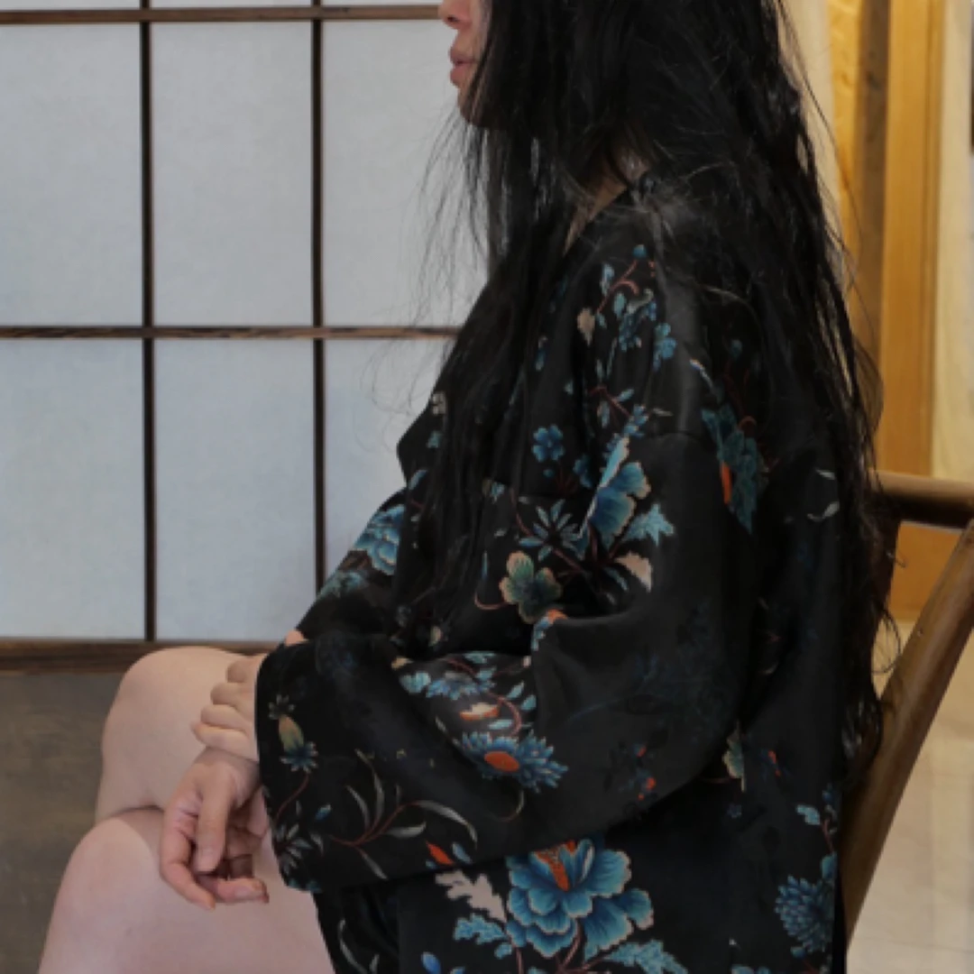 沁蓝 外套衬衣古典套装蓝色牡丹