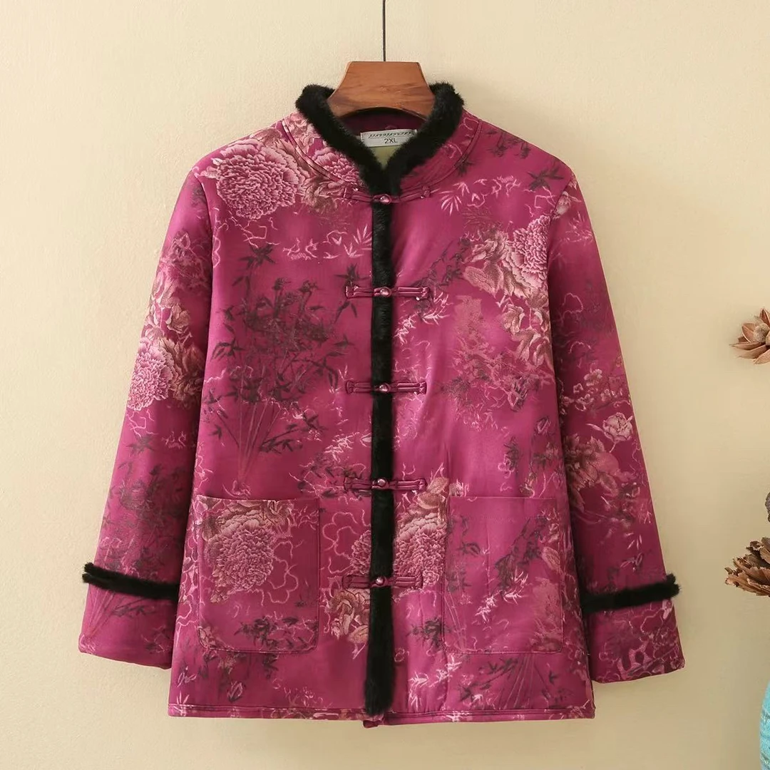 ZN 盘扣国风黑毛毛小棉袄24005