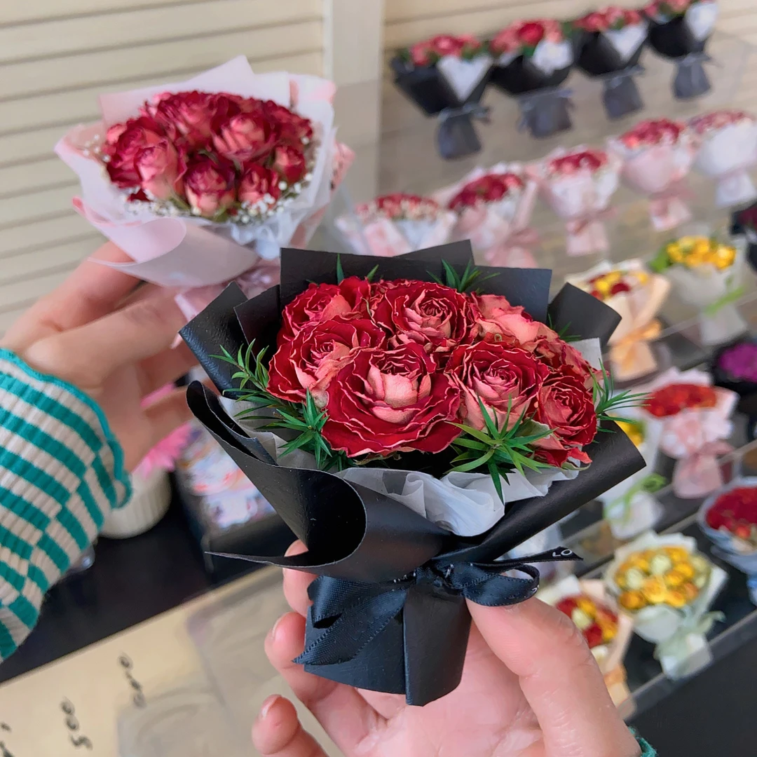 纯天然真花玫瑰干花小花束车载装饰精致伴手礼送朋友生日520礼物