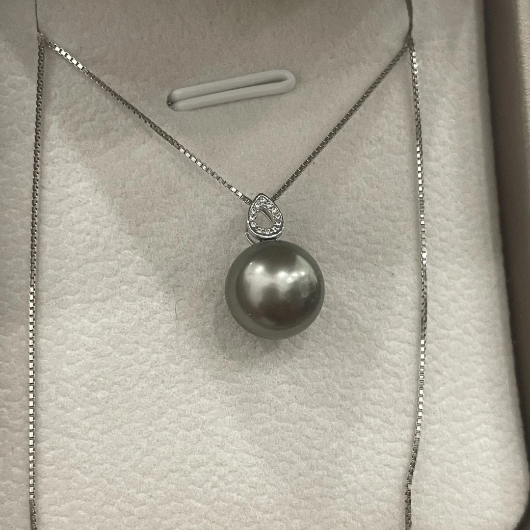 铂金水滴扣海水大溪地吊坠11-12