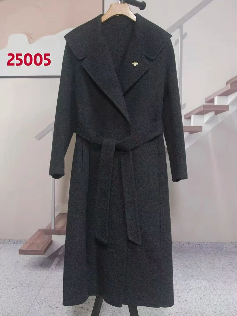 【小蜜蜂】气质优雅双面羊毛大衣女长款2025新款秋冬羊毛外套25005