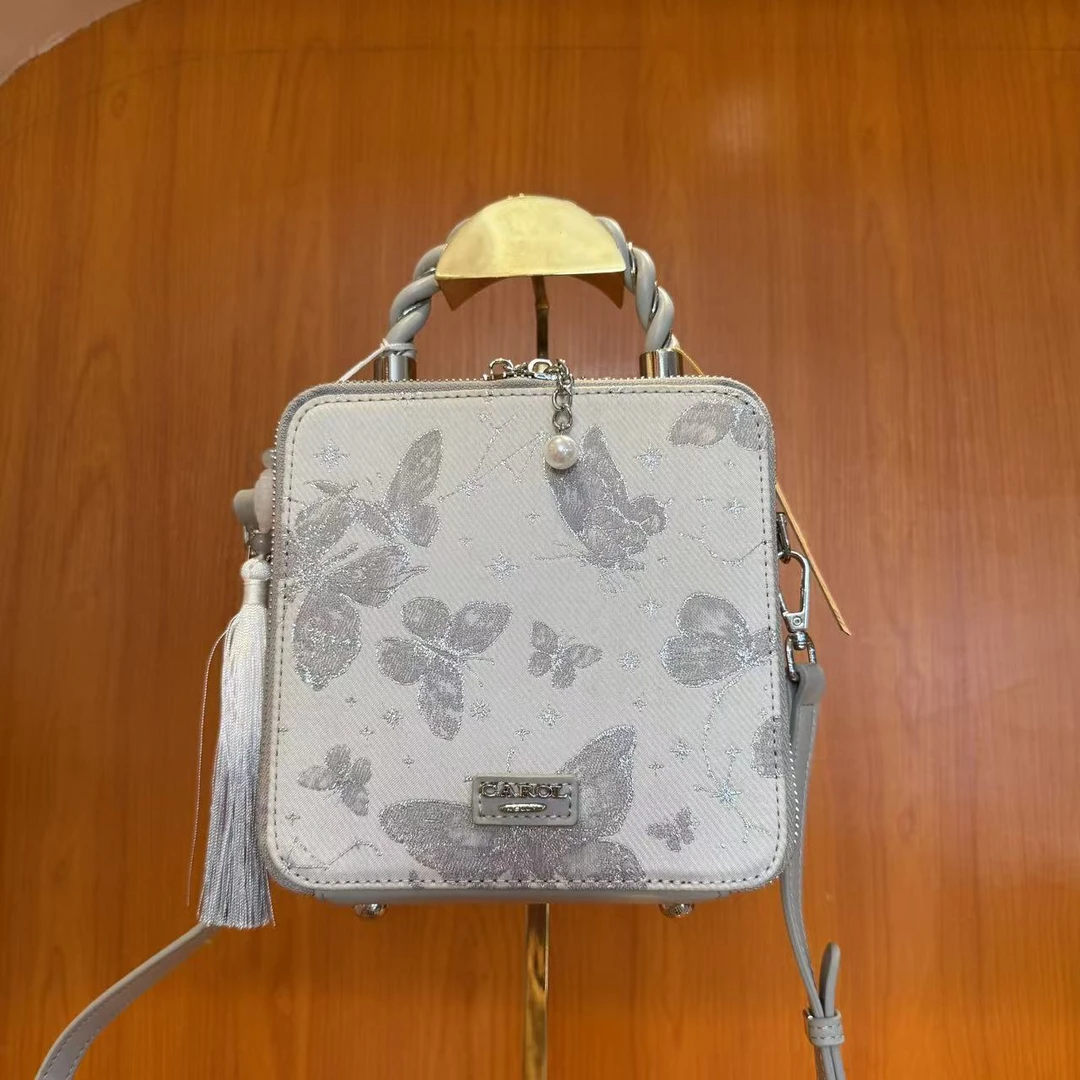 小方包文艺风纯色防脏双根单肩包蝴蝶单根水洗