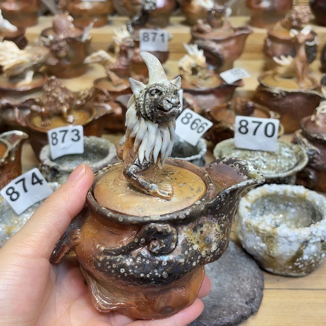 杯柴烧粗陶手捏宝瓶微瑕