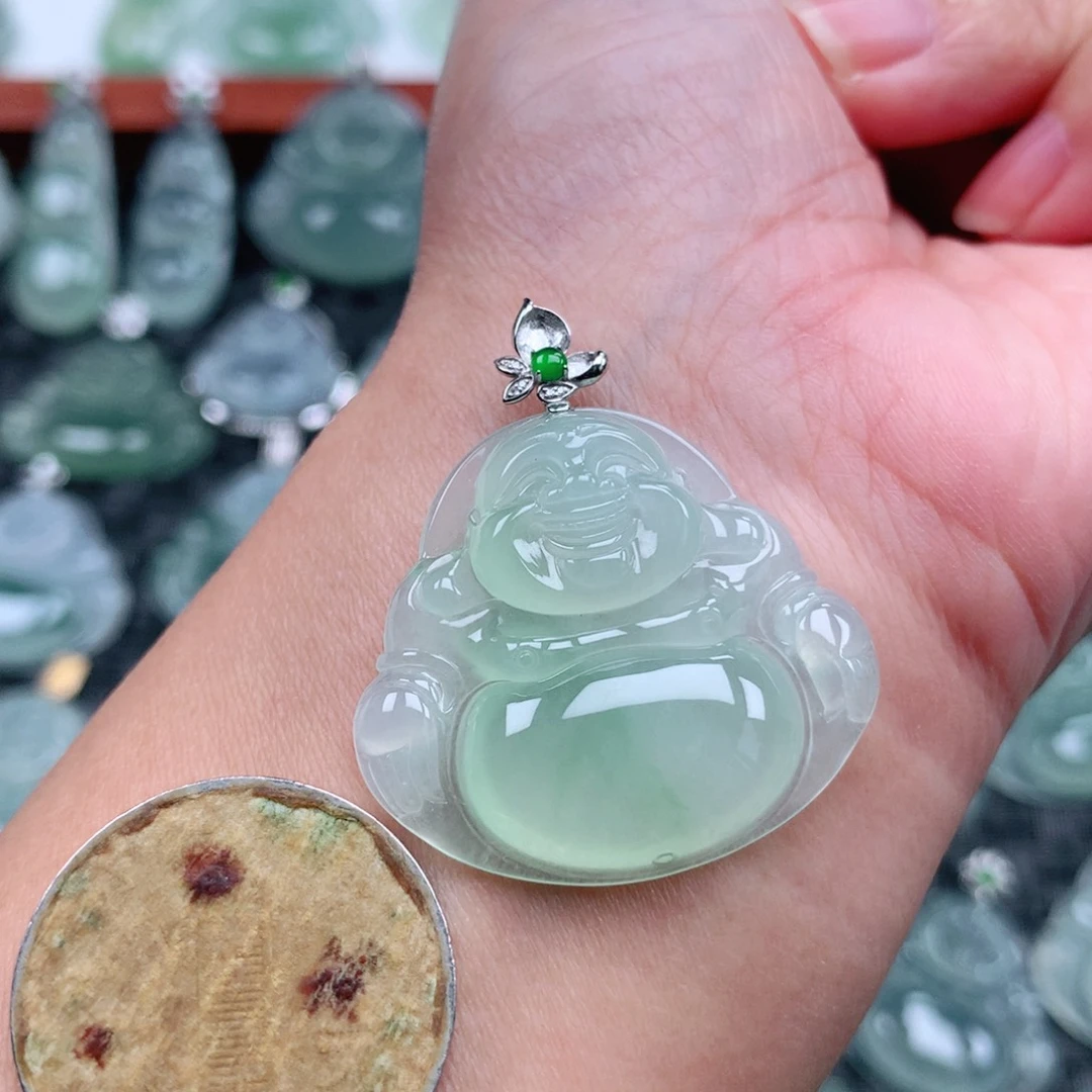 翡翠18K金镶嵌吊坠(不含链)