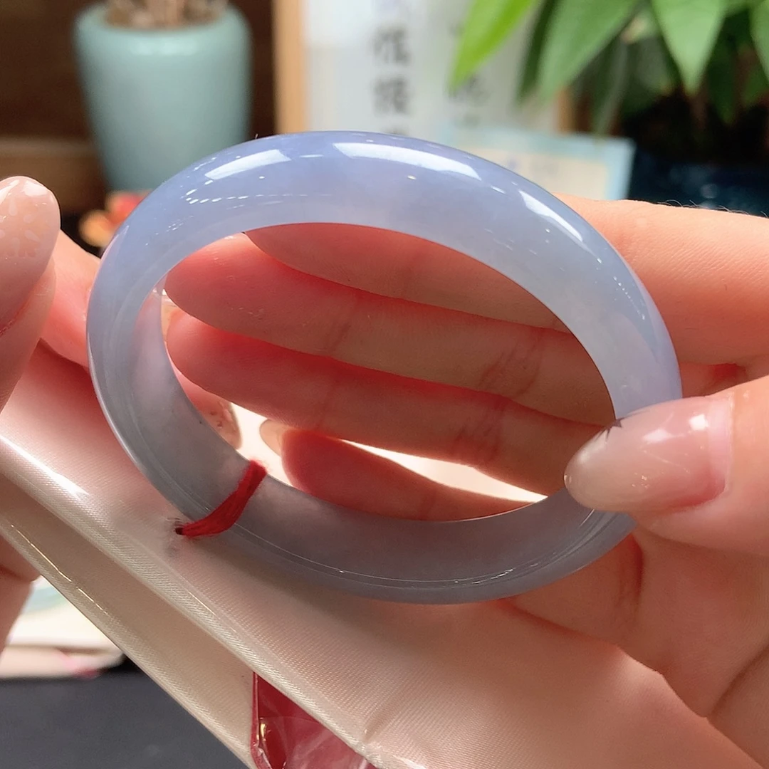 翡翠未镶嵌手镯冰蓝紫贵妃78号