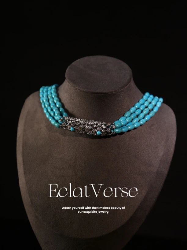 铜合金仿水晶项链 手工气质轻奢时尚百搭复古绿色【8008】