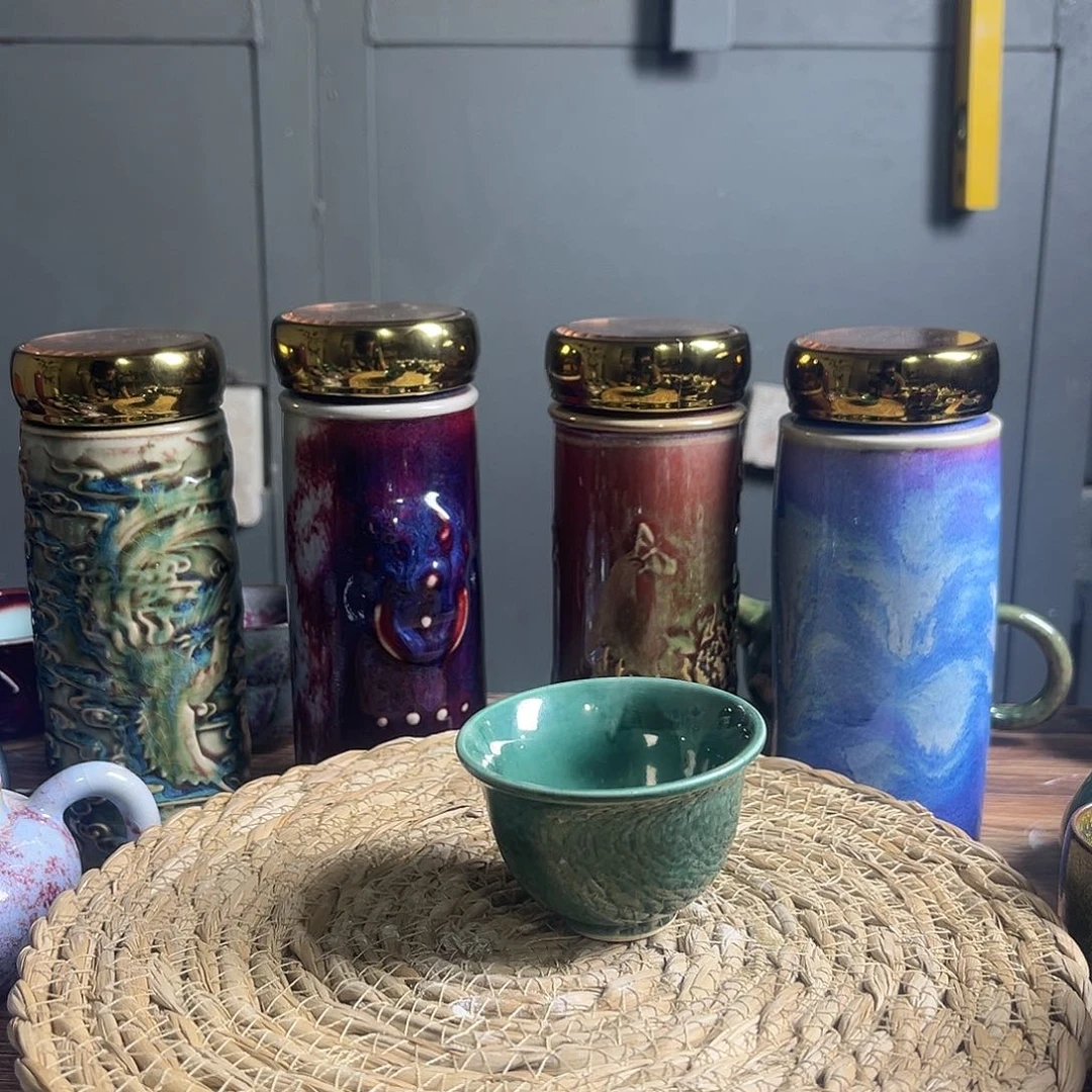 杯子钧瓷浮雕压手杯
