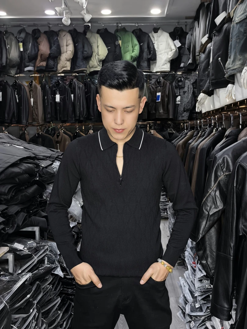 鄂尔多斯市男士高档100%羊毛衫冬季加厚保暖翻领针织打底毛衣男款