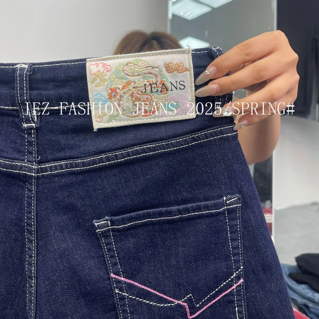 夏季2025新款五分牛仔中裤女高腰蓝色时尚显瘦宽松直筒阔腿A11