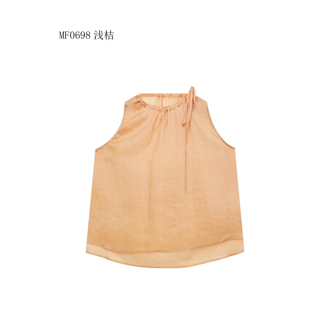 【麻訪家】MF0698浅桔文艺简约休闲舒适宽松百搭坎肩上衣