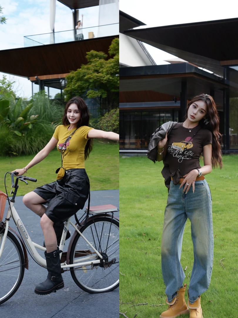 SY05【依美丁】百搭斜跨小包汽车图案T恤