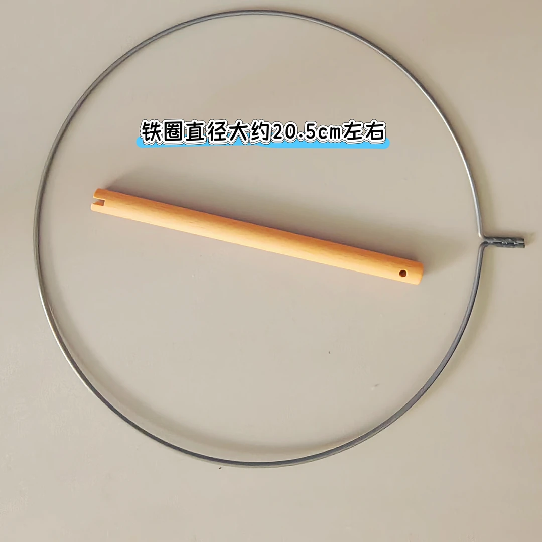 铁圈圆形花型团扇骨架古风短柄适合diy材料包