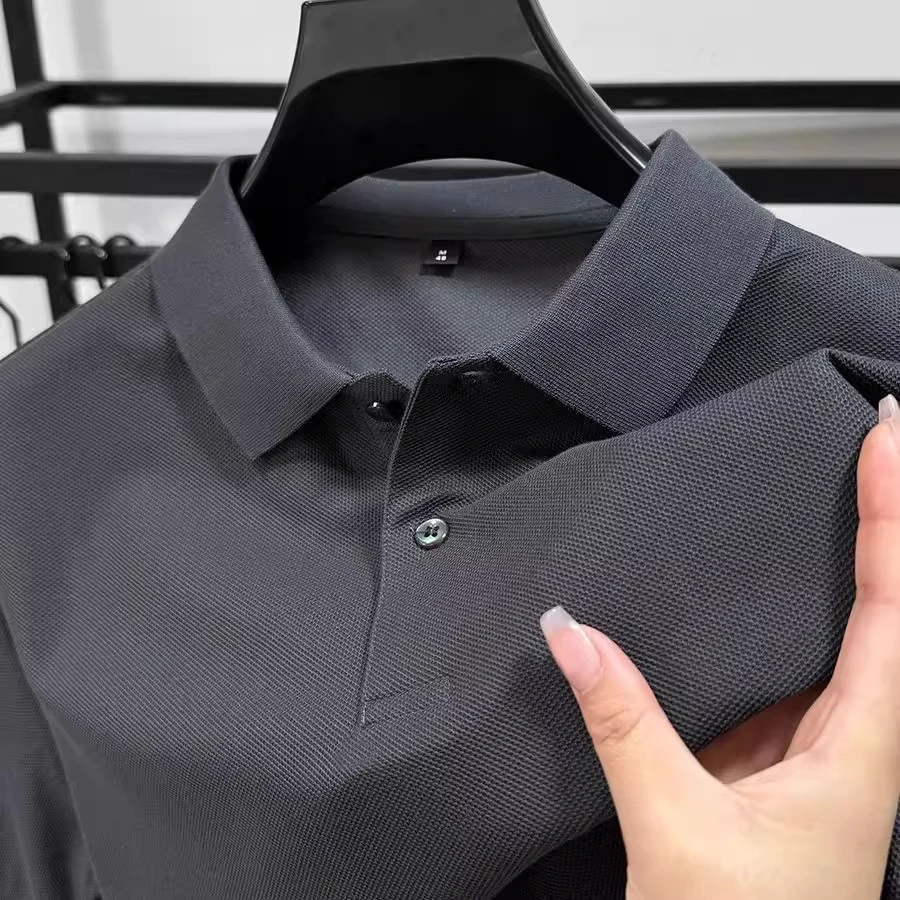 优桓夏季POLO衫男士T恤纯色中年翻领短袖宽松商务简约翻领上衣衫