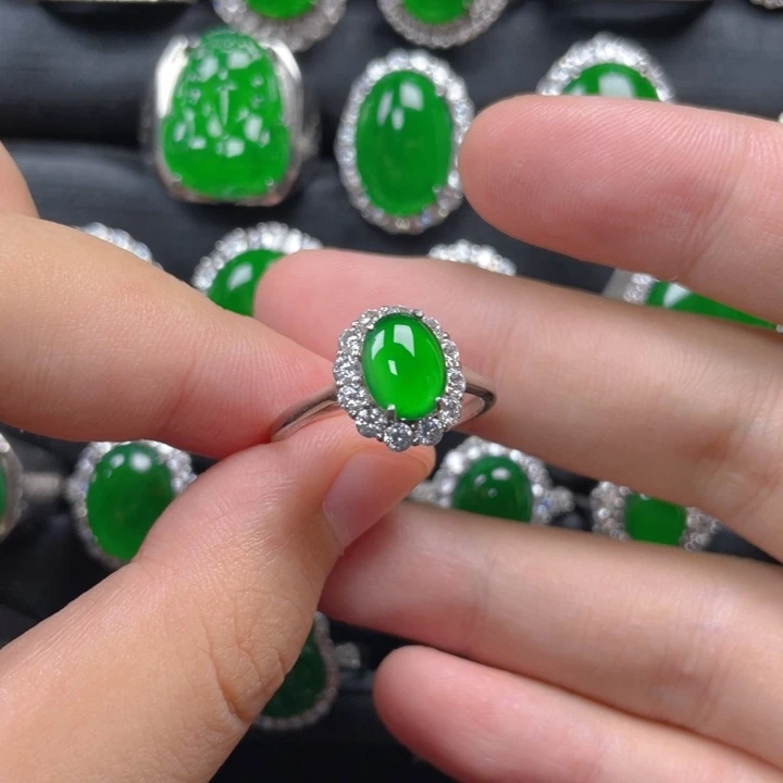 翡翠银S925镶嵌戒指