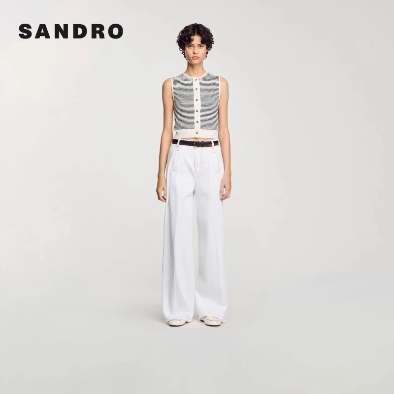 商场同款|SANDRO2025秋冬新款女装气质马甲针织开衫SFPCA01227
