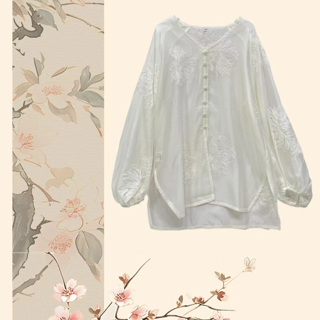 【芊泽】夏季新款国风简约百搭小衫上衣A-1127-102