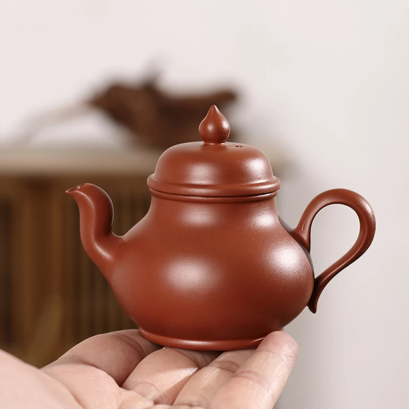 潮州工夫茶朱泥手冲罐茶壶三杯原矿樱式思婷小号家用小品朱泥茶壶