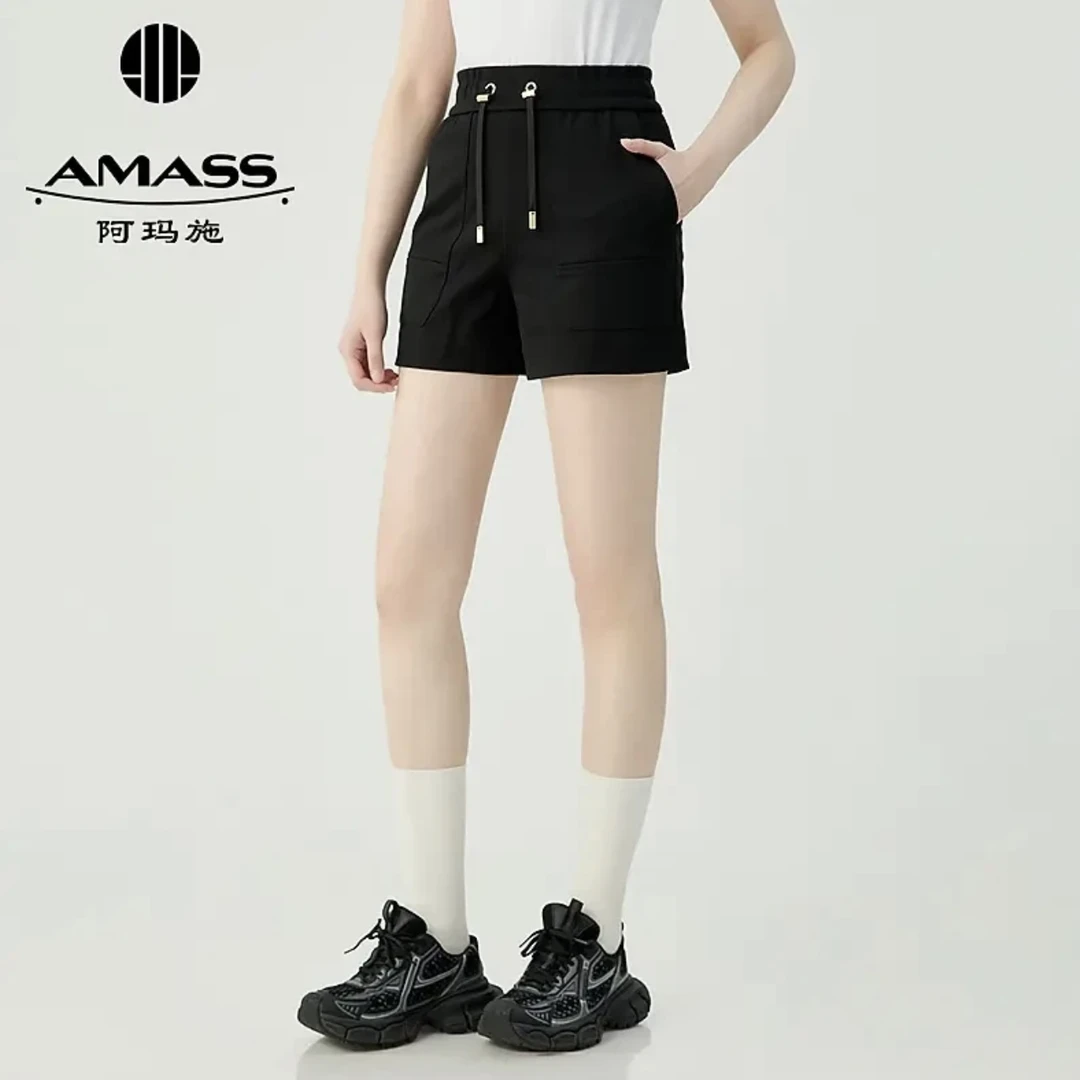 AMASS阿玛施春夏新款品质经典百搭舒适休闲抽绳松紧腰短裤510007