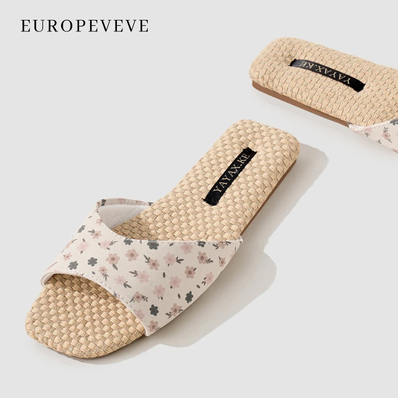 北欧风小碎花女春夏四季居家用室内防滑干爽吸汗不臭脚亚麻凉拖鞋