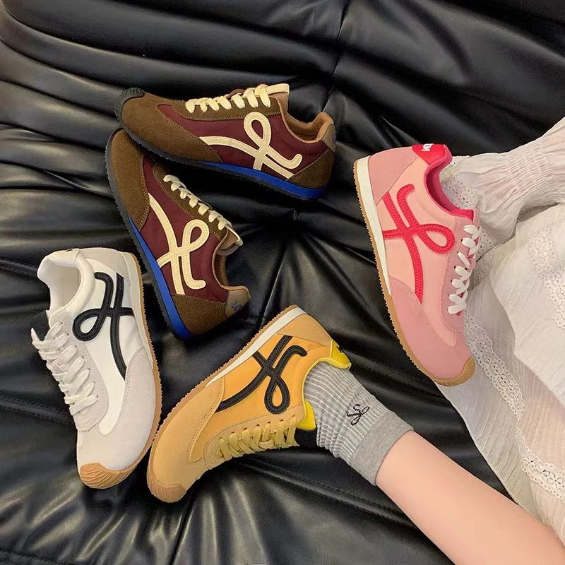 伊莎贝尔2025秋季新款系带时尚百搭休闲运动德训鞋平底鞋