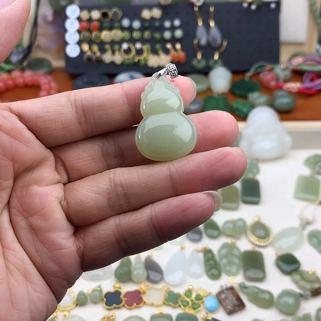 和田玉银S925镶嵌吊坠(不含链)