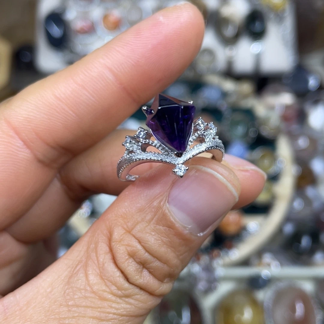 【闪购商品】银S925镶嵌珠宝半成品水晶戒指