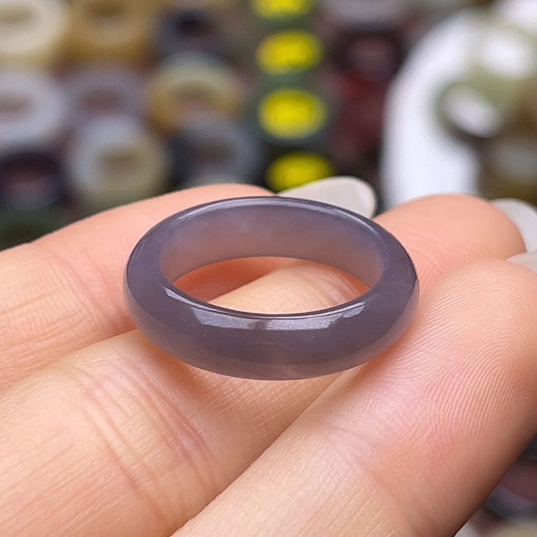 和田玉未镶嵌戒指17.2葡萄紫