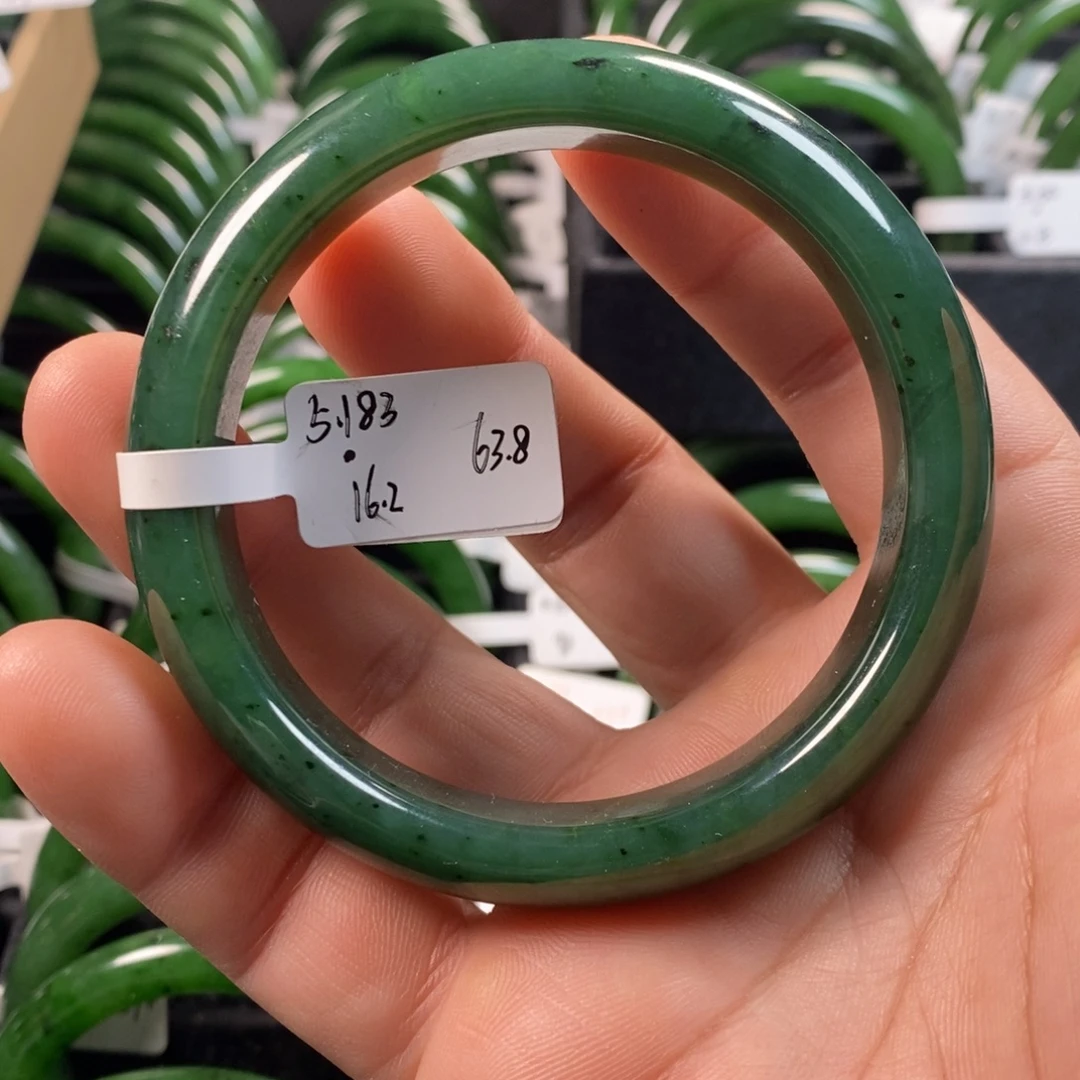 和田玉（碧玉）未镶嵌手镯有瑕疵63