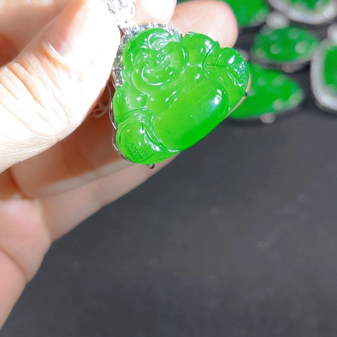 翡翠银S925镶嵌吊坠(不含链)