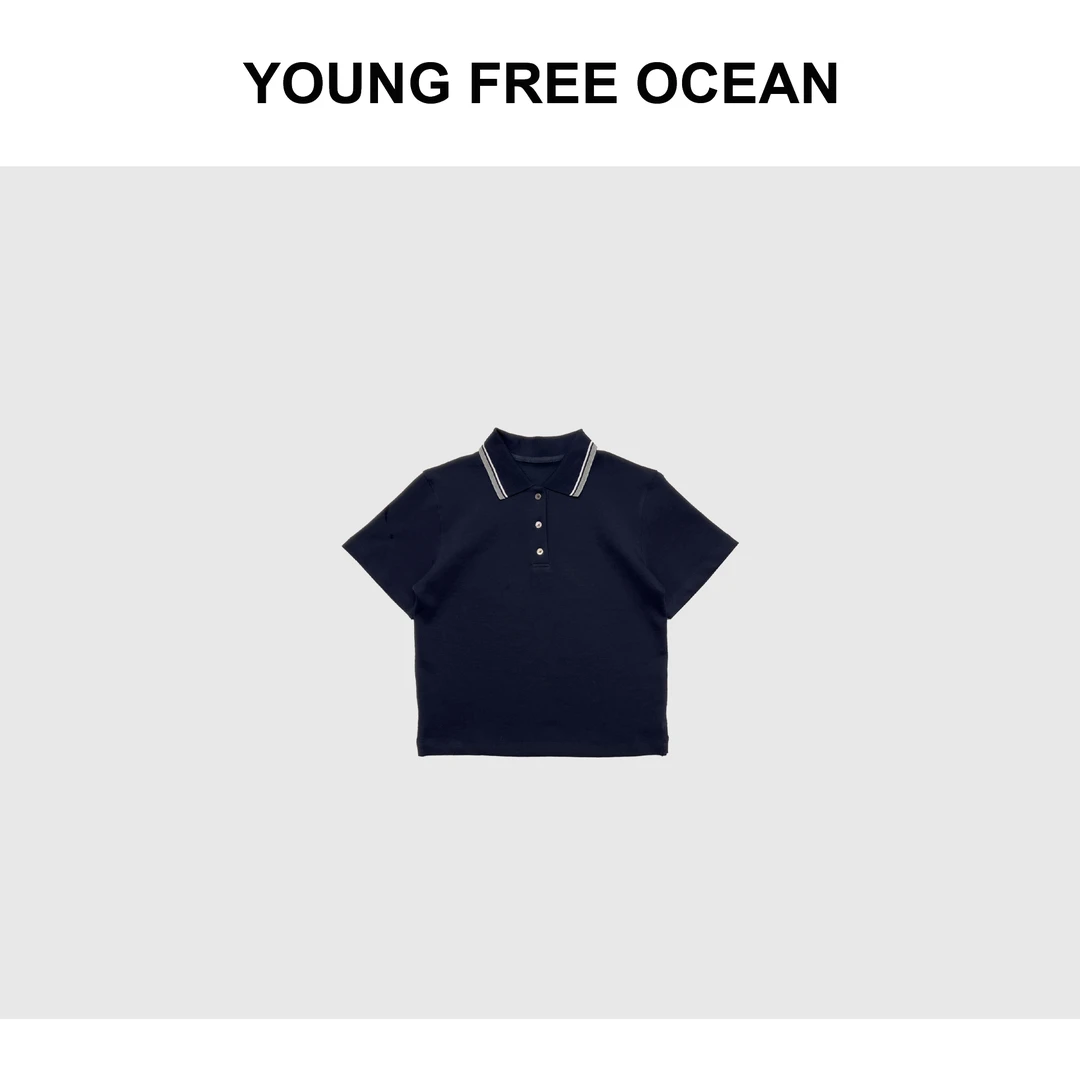YOUNG FREE OCEAN2025春款 拼彩条POLO领T恤V8140