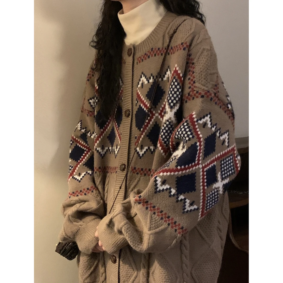 1051-1060时尚宽松大版图案毛衣