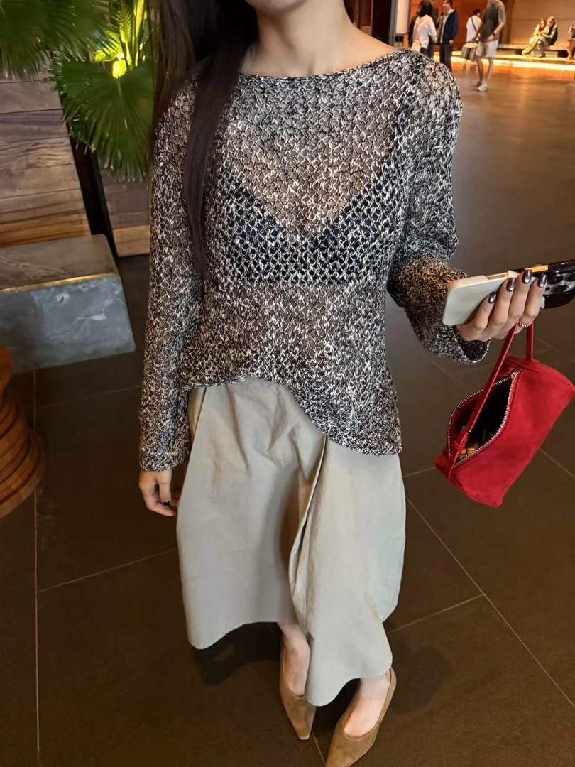 YOUCAI25春季｜杂线重工镂空针织衫