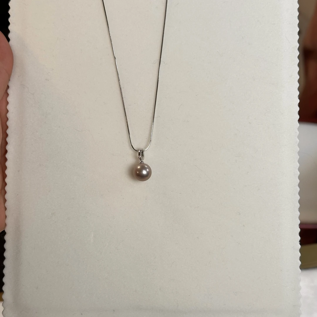 山与湖珠宝【蛇骨链吊坠】11-12mmS925银天然淡水紫色珍珠吊坠