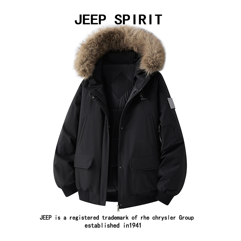 JEEPSPIRIT棉衣情侣冬季潮流加厚韩版休闲百搭宽松男士保暖连帽