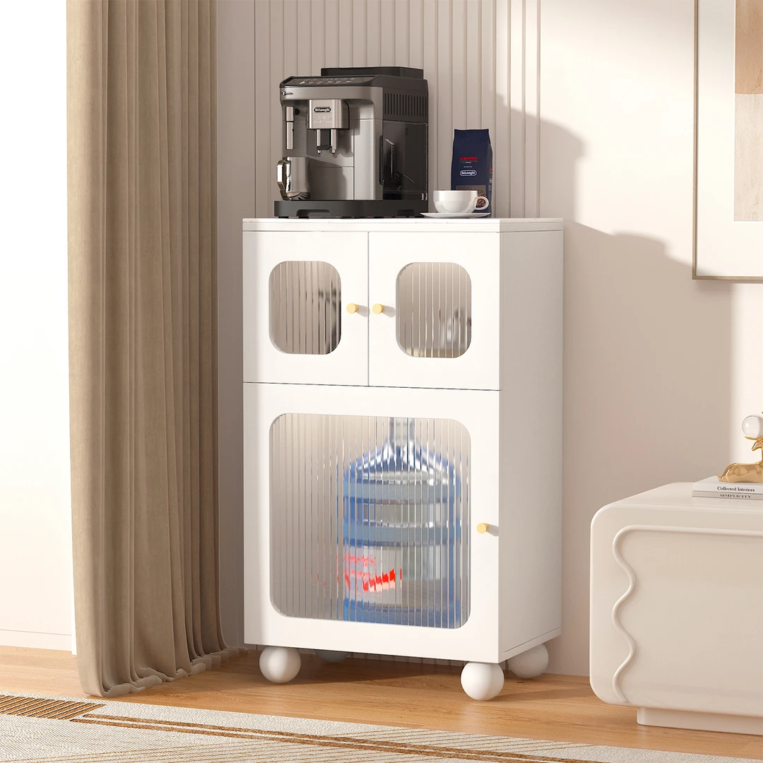 奶油风岩板餐边柜小尺寸客厅茶水柜小型储物收纳柜子咖啡机摆放台