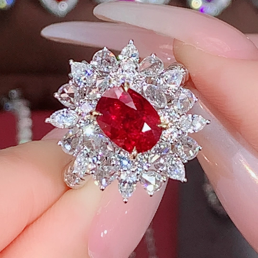 18K金镶嵌戒指红宝石2.02ct/天然宝石/七天无理由