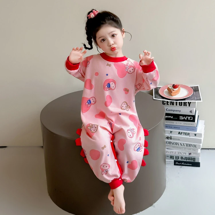 小月龄宝宝连体睡衣春秋A类纯棉可爱卡通拉布布女童儿童婴儿睡袋1