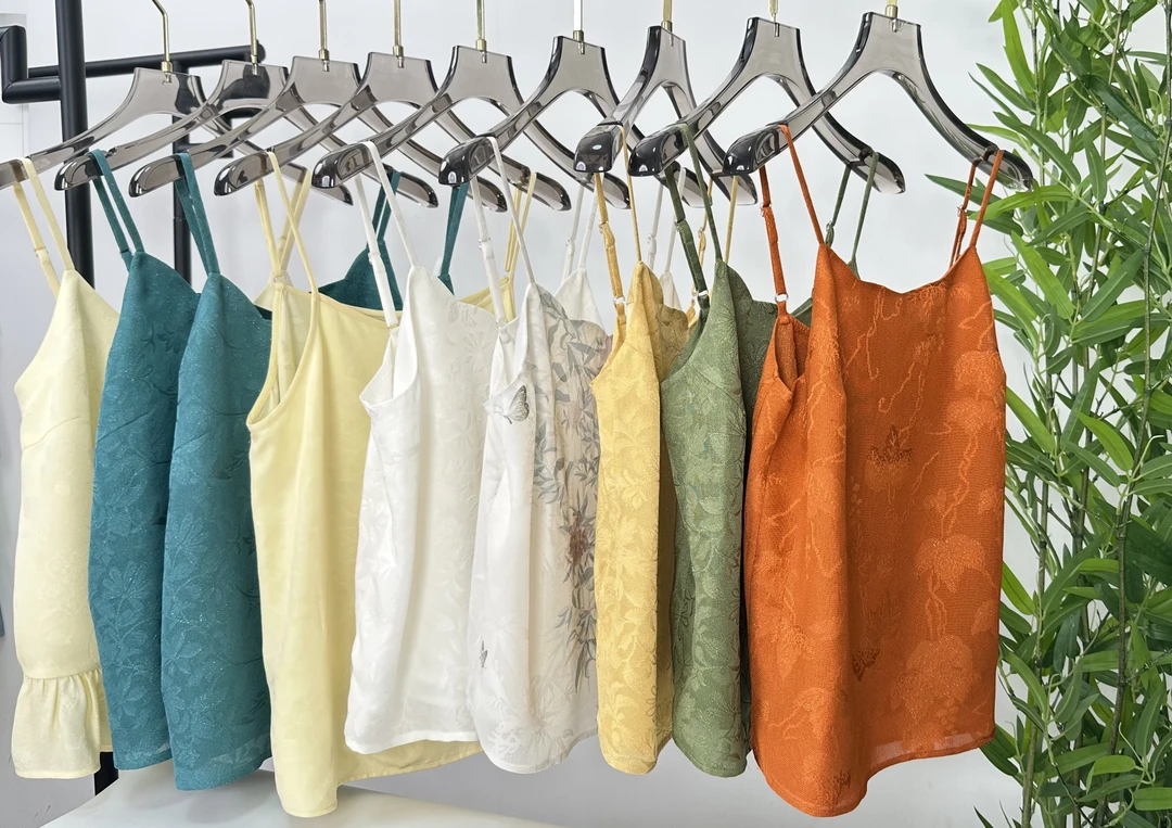 【苏罗阁】苏罗金通银通真丝手工吊带  花影柳絮芍药毬露