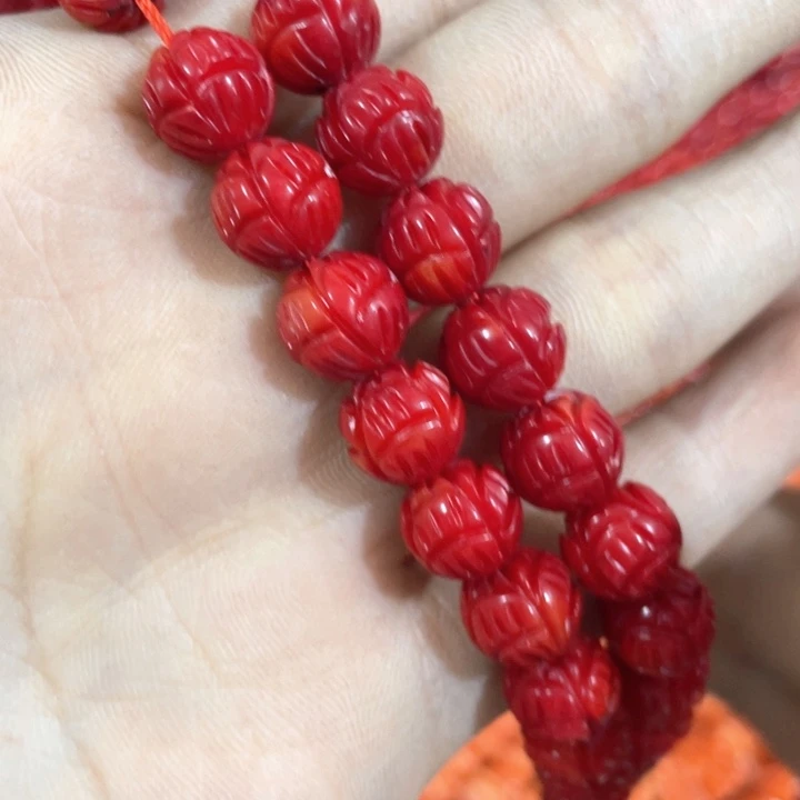 贝壳非金属2颗10mm雕刻莲花