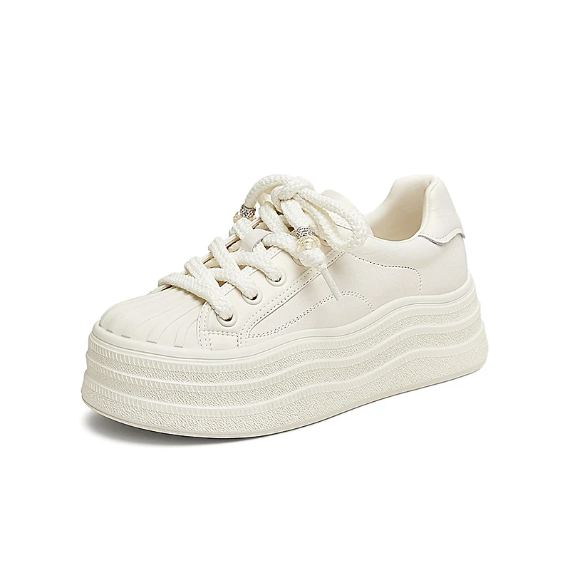 TATA他她厚底贝壳头板鞋女鞋休闲松糕小白鞋2025春季新款CT901AM5