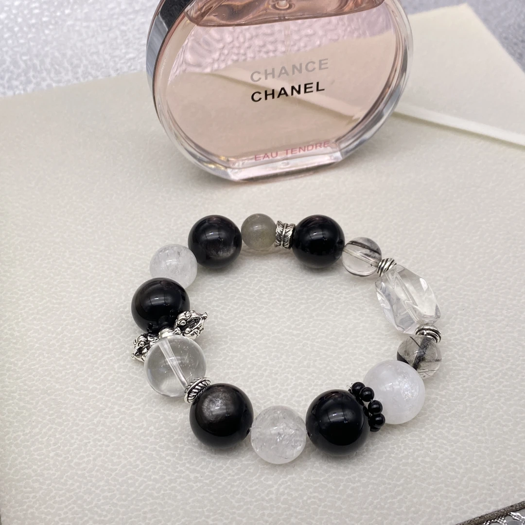 原创天然白水晶多宝男女款手链送朋友闺蜜高级感时尚生日礼物14mm