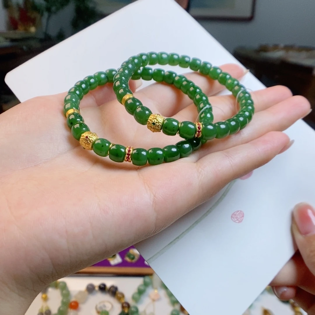 手链银S925镀金镶嵌和田玉多样性拍一发一