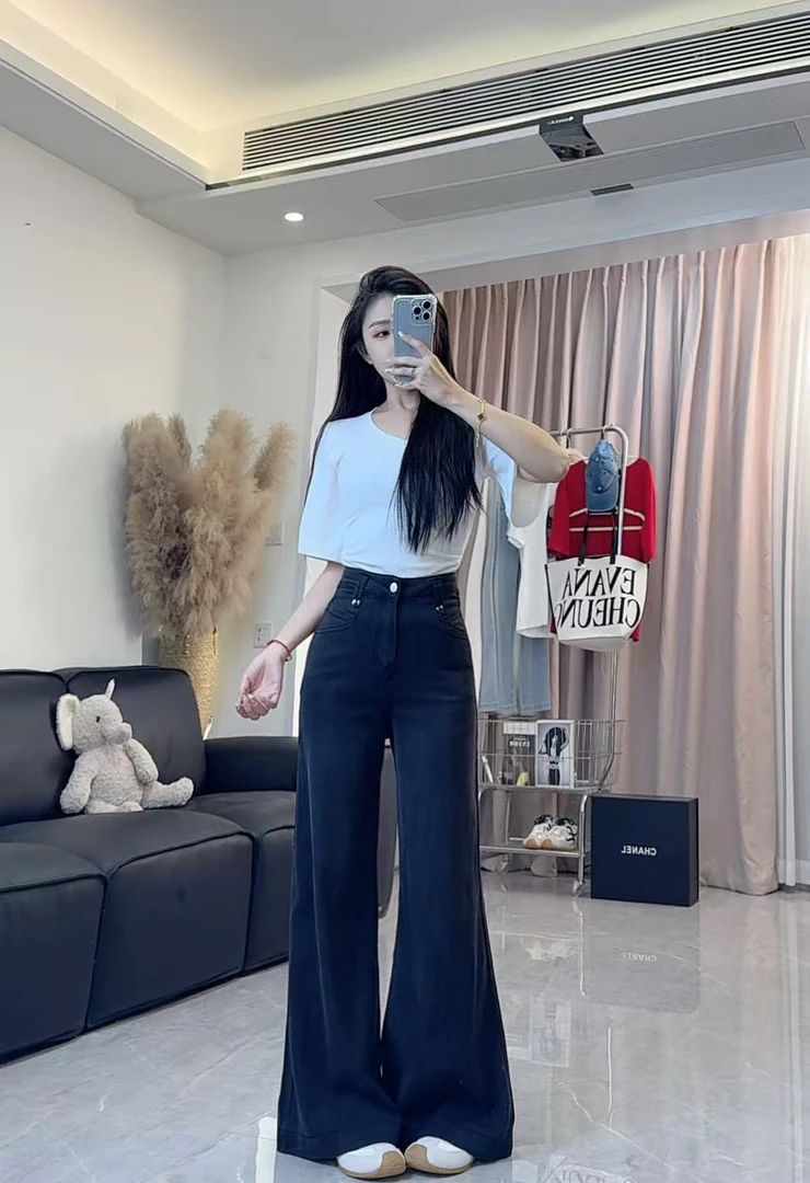 2025年新款莱赛尔阔腿百搭丝滑弹力裤1878