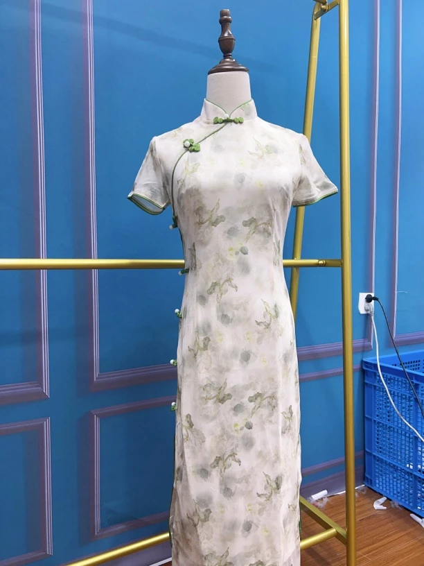 V-2720 一封情书 软网纱 双层 夏款 年轻款改良旗袍115cm长款