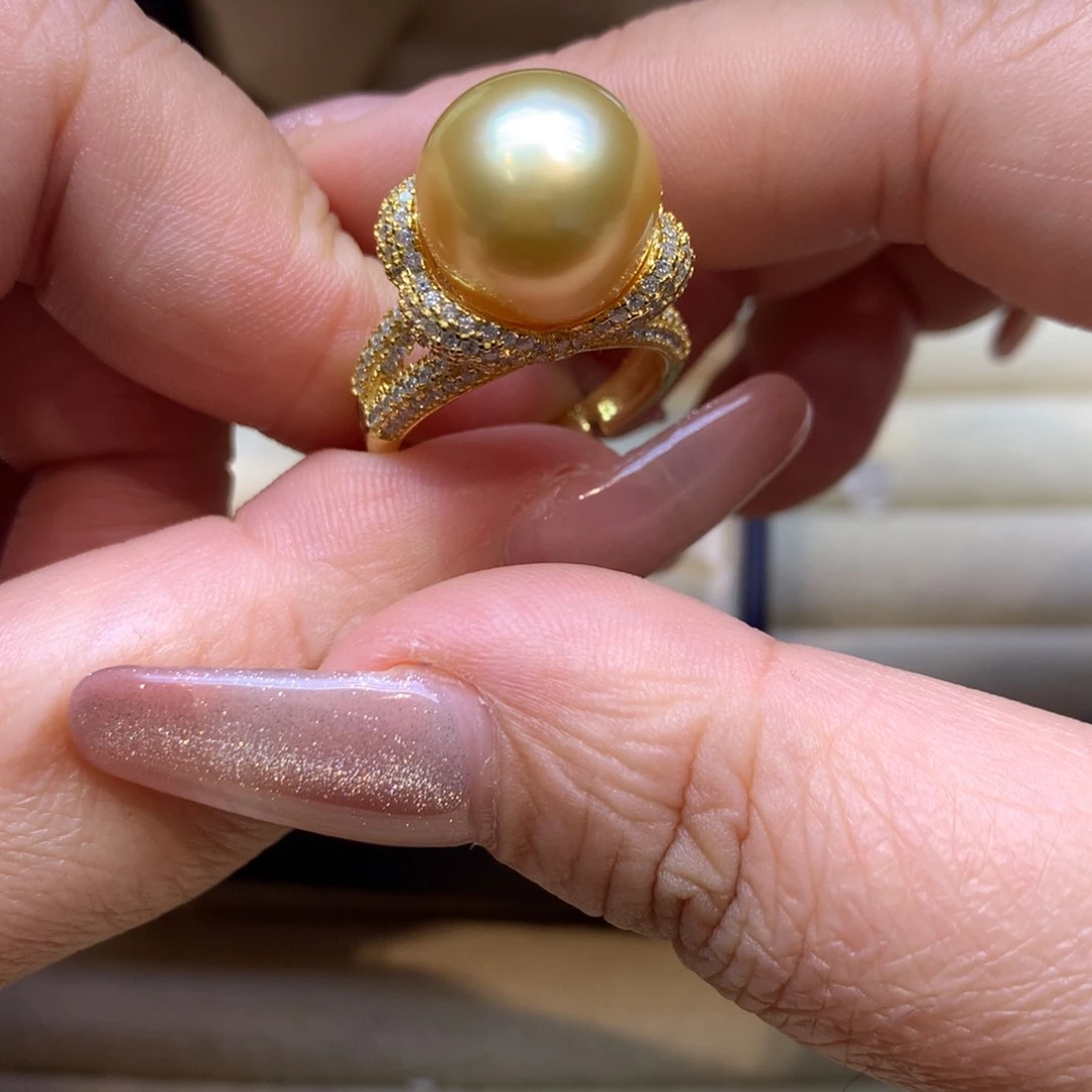 银S925镶嵌戒指海水珍珠