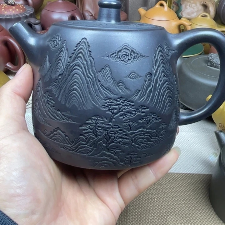 紫砂茶壶紫砂壶石黄汉铎500cc微微瑕