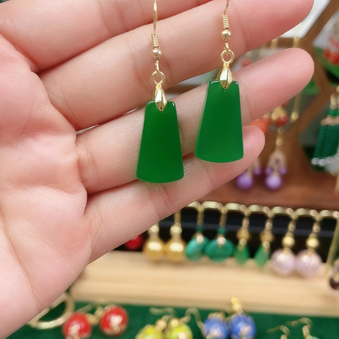 玛瑙/玉髓合金耳饰